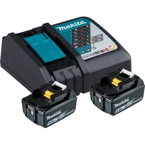 Makita Power-Source-Kit : Chargeur rapide DC18RC avec deux batteries 18V pour outils sans fil.