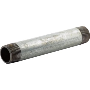 Tubo filettato in ghisa malleabile zincata, 26,4 mm x 150 mm, per installazione idraulica.