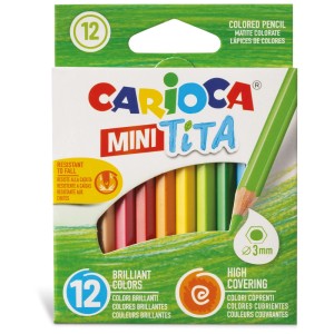 Carioca Mini Tita Farbstifte, 12 Stück im Karton, verschiedene Farben.