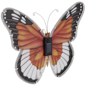 Lampe solaire LED papillon multicolore en plastique, 24,5x35cm, pour une décoration d'ambiance.