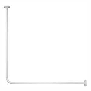 Spirella Magic barre de rideau de douche d'angle, aluminium, blanc, 80x80 cm, Ø 19 mm.