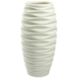 Vaso decorativo in ceramica Lips bianco, altezza 30 cm, per fiori e rami.