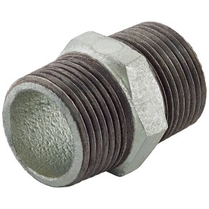 Raccordo in ghisa malleabile zincata 33,3 mm (R 1) con filettatura maschio per raccordi tubi.