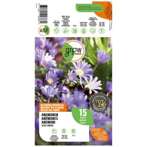 GROW by OBI Anemonen BlueShades Blumenzwiebeln, 15 Stk., mit zarten blauen Blüten für den Garten.