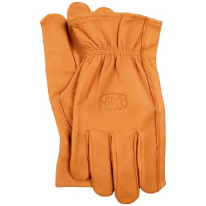 Guanto da lavoro in pelle Felco 703 taglia M in robusta pelle arancione per giardinaggio.