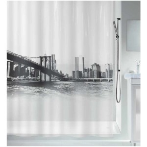 Spirella tenda doccia New Brook nera, 180x200 cm, con skyline.