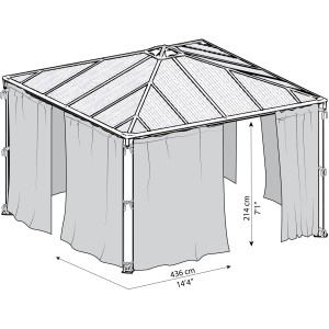 Zanzariera grigia Palram 4,3x4,3m per gazebo, accessorio per pergole e padiglioni.