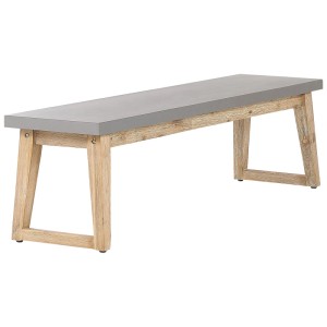 Banc de jardin gris Beliani Oria en fibre-ciment avec pieds en acacia, largeur 160 cm.