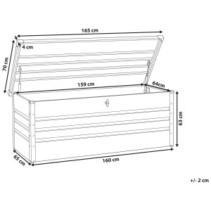 Beliani Auflagenbox Cebrosa, Graphitgrau, Stahl, mit Maßangaben.