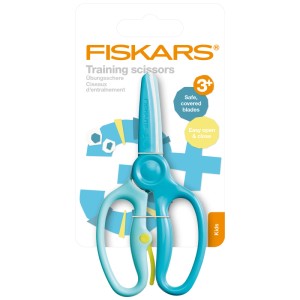 Fiskars Übungsschere in Türkis mit Kunststoffklingen für Kinder ab 3 Jahren.
