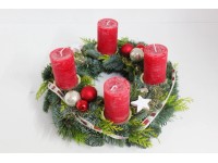 Adventskranz Mixgrün mit 4 Kerzen Rot Ø 35 cm