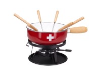 Käsefondue-Set Ch-Kreuz Emaille Rot 9-tlg.