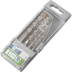 Set di punte per trapano per cemento LUX, 4 pezzi in custodia trasparente. Punte per pietra con diametro di 5, 6, 8 e 10 mm.