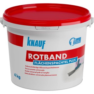 Seau de Knauf Rotband Flächenspachtel Plus, 4 kg, enduit prêt à l'emploi pour murs lisses.