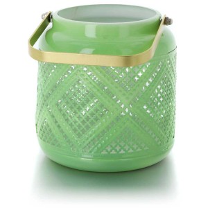 Lanterne en métal vert clair Balthasar Vibes avec motif, Ø 12 cm, hauteur 13 cm.