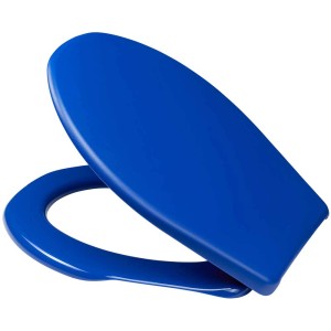 Abattant WC bleu Diaqua Neosit Prestige en polypropylène avec charnières en plastique.