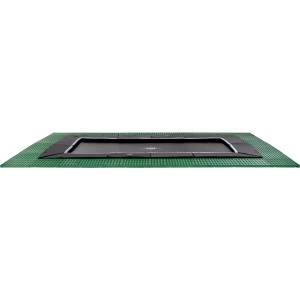 Trampolino interrato rettangolare nero EXIT Dynamic 305x519 cm con piastre di sicurezza Freezone verdi.