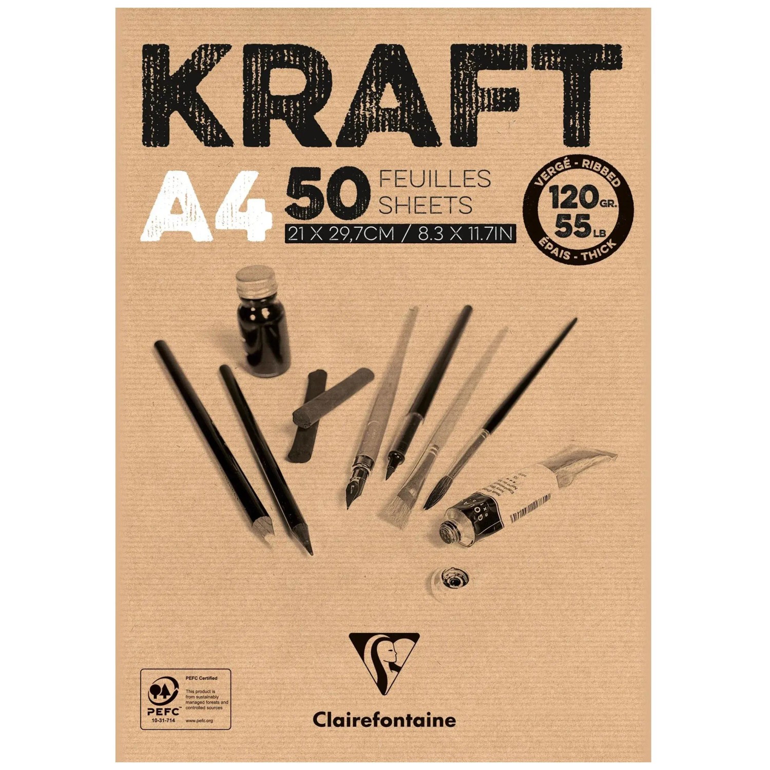 Clairefontaine Kraftpapierblock Braun A4 / 120 g/m² / 50 Blatt kaufen ...