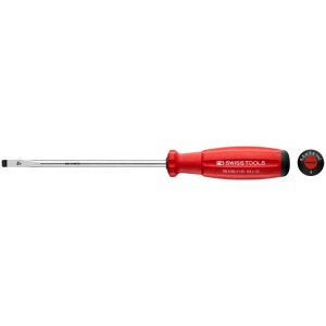 Tournevis plat PB SwissGrip, longueur de lame 140 mm, taille 4, avec manche rouge.