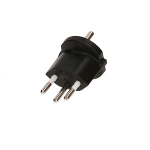 Adaptateur fixe noir, contact de terre type 12, 3 broches pour une utilisation permanente.