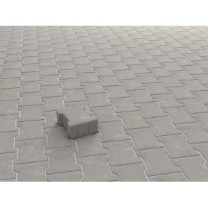 Pavé autobloquant en béton, double T, pierre normale, revêtement gris pour extérieur.