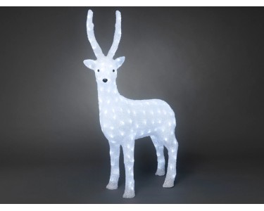 Konstsmide LED Acryl Rentier, Groß – 176 Kalte Weiße LEDs, 24V Außentrafo, Für Weihnachtsdeko Innen & Außen