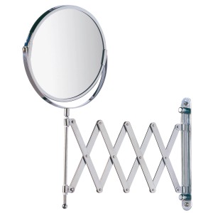 Miroir cosmétique mural Wenko, chrome brillant, avec bras télescopique et grossissement 3x.