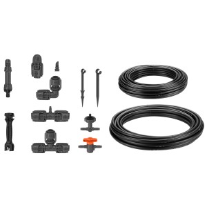 Set irrigazione a goccia Gardena per aiuole rialzate/aiuole (35 piante) con tubi e accessori.