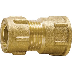 Raccordo a compressione in ottone, 15 mm x 18,6 mm (Rp 1/2) per tubi in rame.