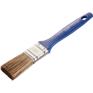 Pennello piatto LUX per verniciatura 30mm con manico blu e foro per appendere.