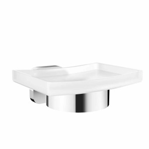 Tesa Elegaant Seifenhalter: Elegante Seifenschale aus satiniertem Glas und Chrom für die Wandmontage.