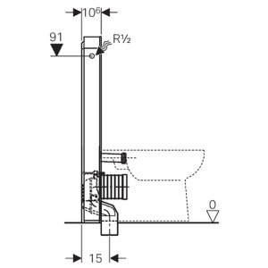 Geberit Monolith modulo sanitario 101cm, vetro bianco, per WC a pavimento, schema.