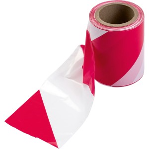 Ruban de signalisation LUX, rouge et blanc, rouleau de 50 m, pour sécuriser et délimiter.