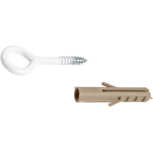 Vite ad anello LUX, 3,3 mm x 25 mm, bianca, 6 pezzi, con tassello per il fissaggio in legno e muratura.