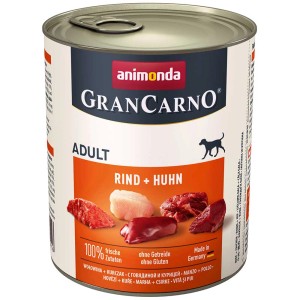 Gran Carno Adult Hundenassfutter Rind & Huhn, 800g Dose.