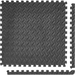 Lot de 6 tapis multifonctionnels Andiamo noirs 40x40 cm avec bordures, idéal comme dalles de moquette.