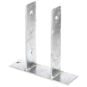 Support de poteau en U Alberts galvanisé à chaud en acier, 81x200x60/200x50 mm, pour fixation sécurisée des poteaux.