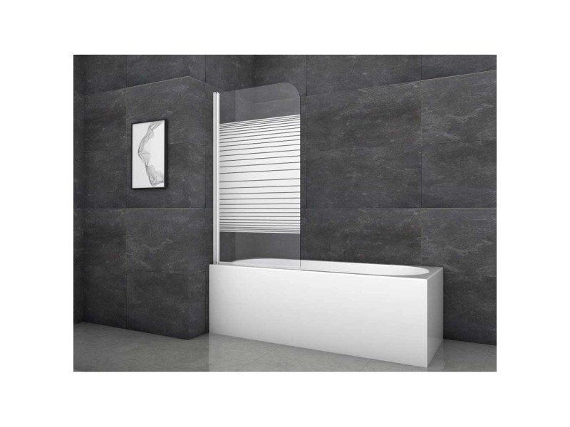 Aurlane Parete vasca bagno pieghevole White Stripes 1 Bianco 80 x 140 cm