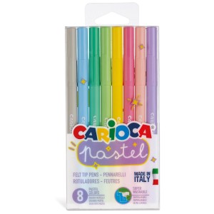 Carioca Fasermaler Pastell, 8 Stifte im Set, verschiedene Pastellfarben.