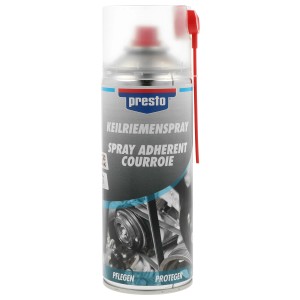 Presto Spray per cinghie trapezoidali 400ml: Spray per la cura e la protezione delle cinghie trapezoidali nelle auto.
