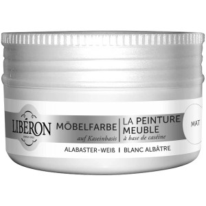 Barattolo di vernice per mobili a base di caseina Libéron, bianco alabastro. Pittura effetto per mobili e legno.