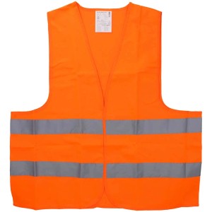 Gilet di sicurezza arancione Cartrend con strisce riflettenti per una migliore visibilità.