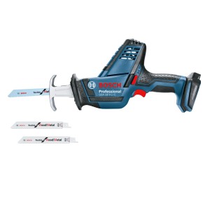 Bosch Professional GSA 18 V-LI C Solo sega a sciabola a batteria con 4 lame per legno e metallo.