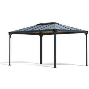 Gazebo Martinique 4300 con pali in alluminio e pannelli alveolari.