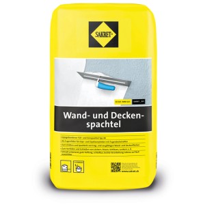 Sakret Enduit de lissage murs et plafonds, sac de 5 kg, pour lisser murs et plafonds.