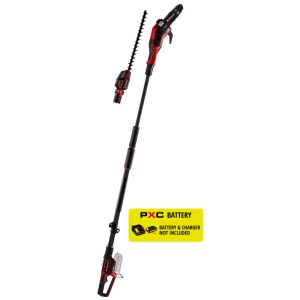 Einhell GP-HC 18/5020 outil multifonction sans fil : élagueuse et taille-haie avec manche télescopique.