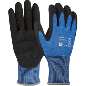 Guanti antitaglio LUX taglia 10, guanti da lavoro con palmo blu e dorso nero.