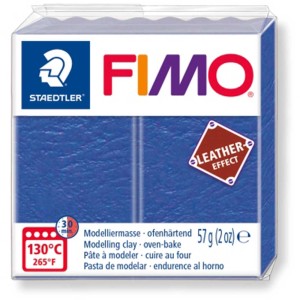 Fimo Modelliermasse Leder-Effekt Indigo, ofenhärtend, blaue Farbe.