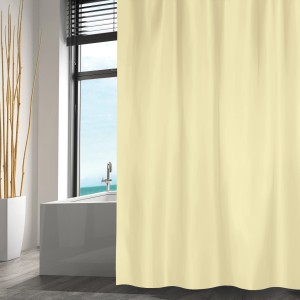 Tenda doccia MSV gialla in poliestere, 180x200 cm, in bagno.