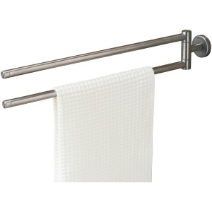 Portasciugamani Tiger Boston, 2 bracci, acciaio inox spazzolato, 50 cm con asciugamano.